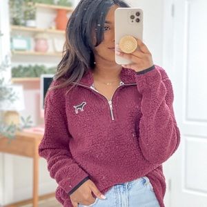PINK Sherpa Zip Sweatshirt